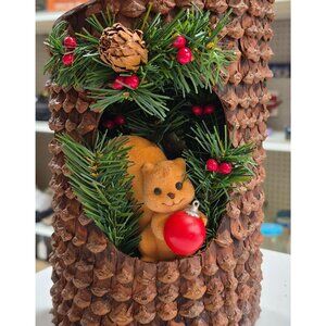 Pinecone Woodland Christmas Decor with Plush Teddy & Ornament